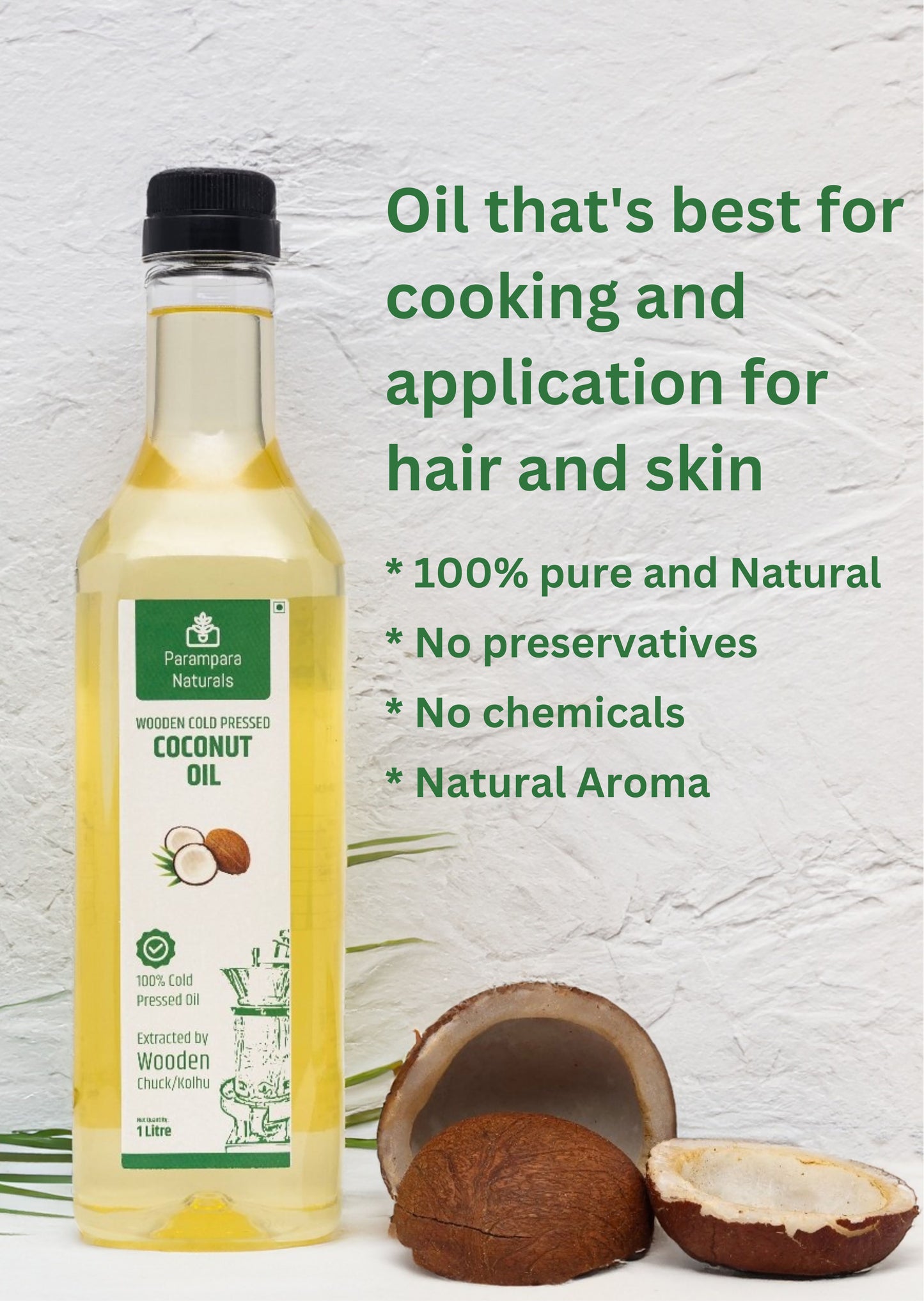 100% pure & natural wooden cold pressed coconut oil