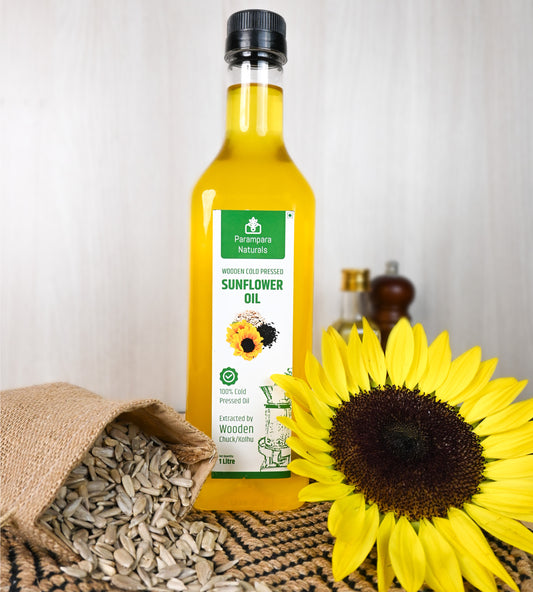 Wooden Cold Pressed Sunflower Oil (सूरजमुखी / सूर्यफुल तेल)