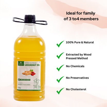 Wood Pressed Groundnut Oil (मूंगफल्ली / शेंगदाणा तेल)